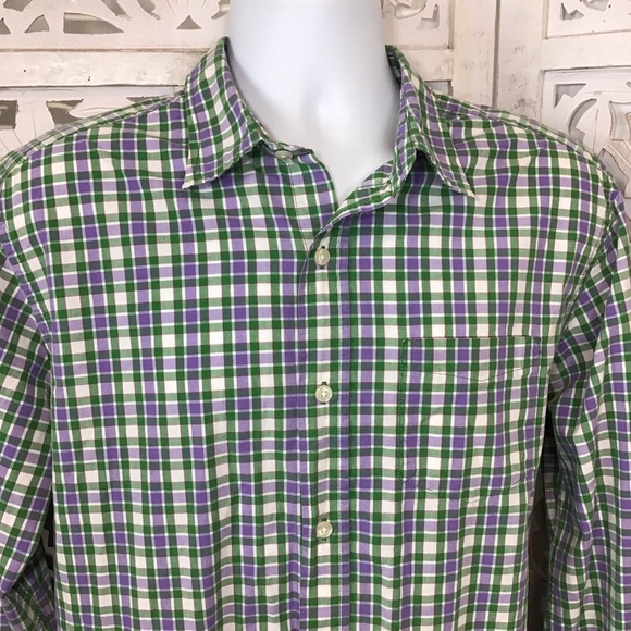 Gap Mens Classic Fit Green Plaid Button Down Shirt - Picture 1 of 5